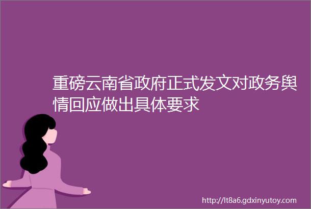 重磅云南省政府正式发文对政务舆情回应做出具体要求